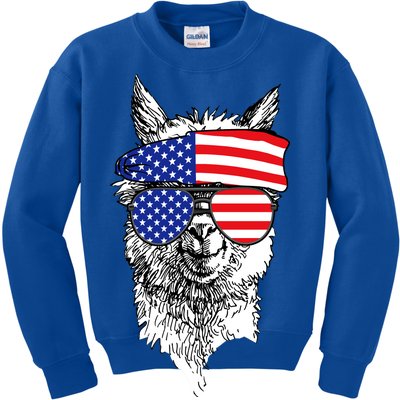 USA Patriotic Llama Kids Sweatshirt