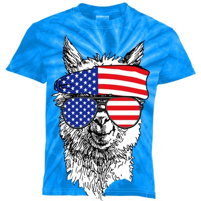 USA Patriotic Llama Kids Tie-Dye T-Shirt