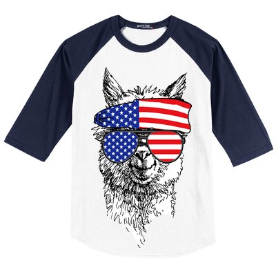 USA Patriotic Llama Baseball Sleeve Shirt