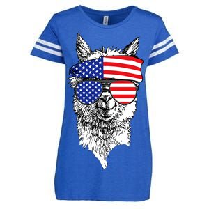 USA Patriotic Llama Enza Ladies Jersey Football T-Shirt