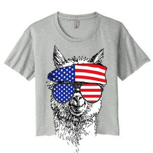 USA Patriotic Llama Women's Crop Top Tee