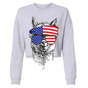 USA Patriotic Llama Cropped Pullover Crew