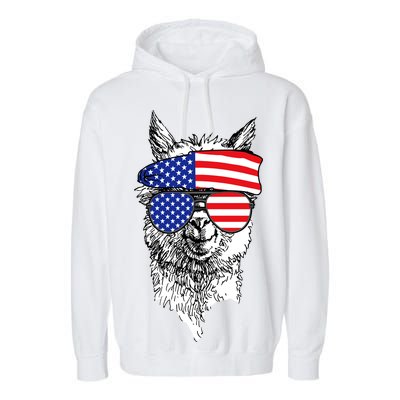 USA Patriotic Llama Garment-Dyed Fleece Hoodie