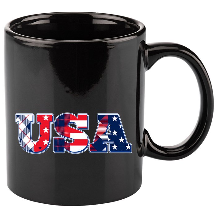 USA Patriotic Logo Star Stripes Patterns 11oz C Handle Ceramic Mug