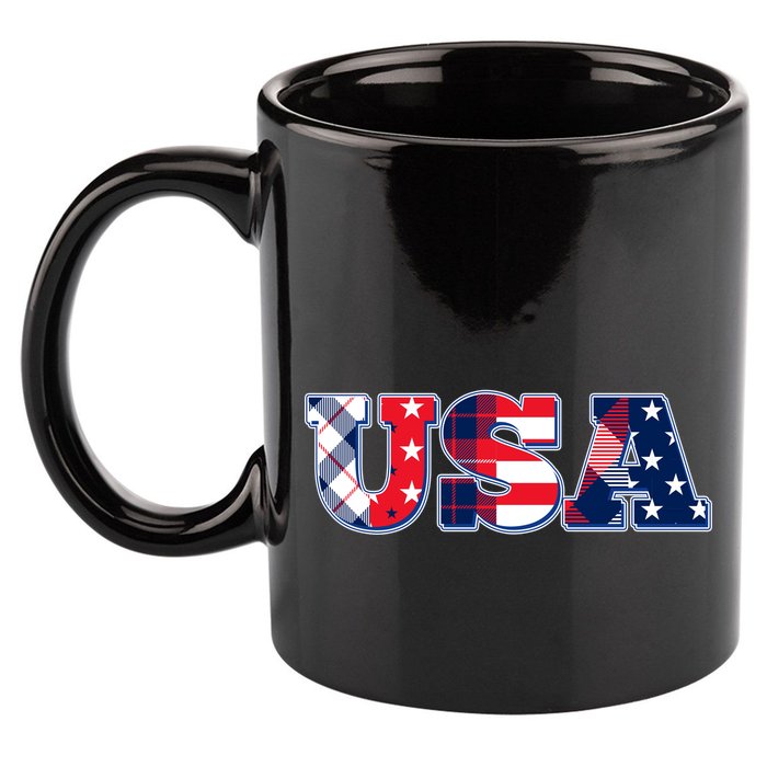 USA Patriotic Logo Star Stripes Patterns 11oz C Handle Ceramic Mug