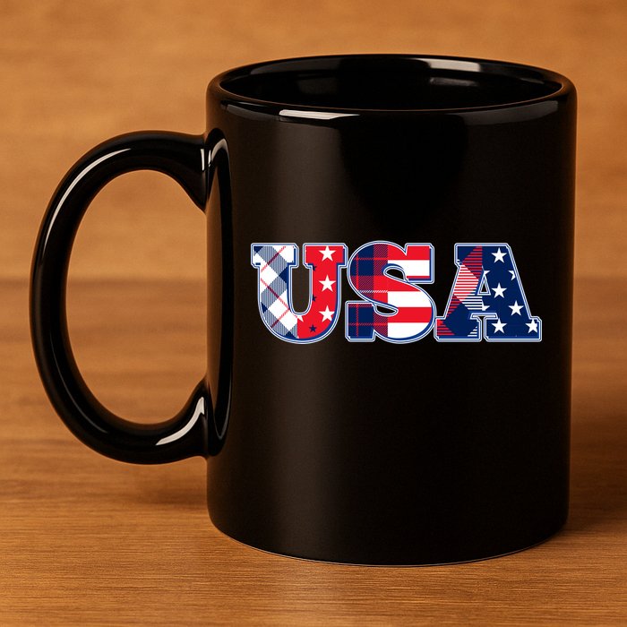 USA Patriotic Logo Star Stripes Patterns 11oz C Handle Ceramic Mug