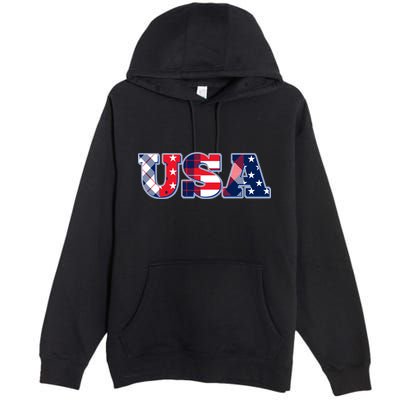 USA Patriotic Logo Star Stripes Patterns Premium Pullover Hoodie