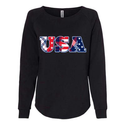 USA Patriotic Logo Star Stripes Patterns Womens California Wash Sweatshirt