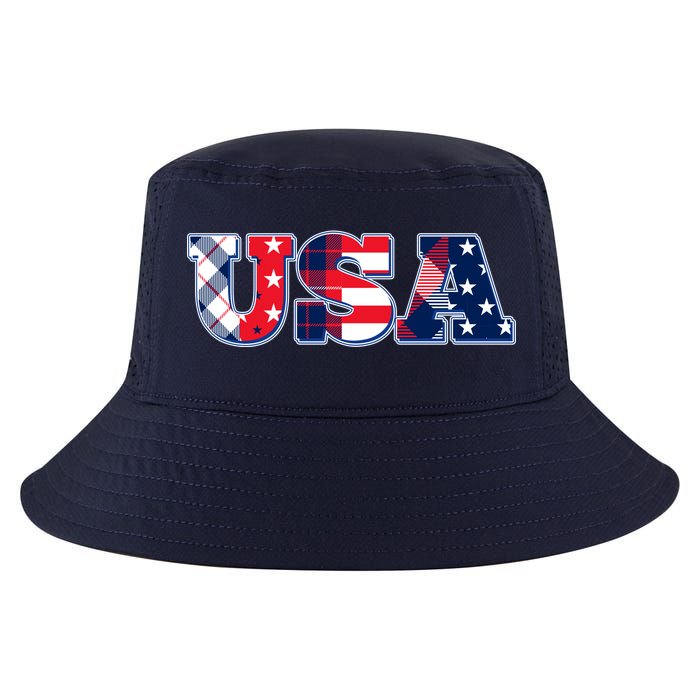 USA Patriotic Logo Star Stripes Patterns Cool Comfort Performance Bucket Hat