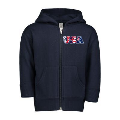 USA Patriotic Logo Star Stripes Patterns Toddler Zip Fleece Hoodie