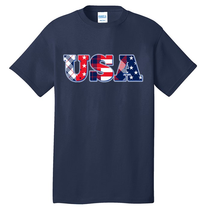 USA Patriotic Logo Star Stripes Patterns Tall T-Shirt