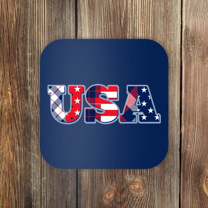 USA Patriotic Logo Star Stripes Patterns Coaster