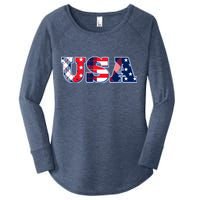 USA Patriotic Logo Star Stripes Patterns Women's Perfect Tri Tunic Long Sleeve Shirt