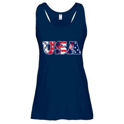 USA Patriotic Logo Star Stripes Patterns Ladies Essential Flowy Tank