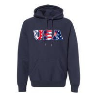 USA Patriotic Logo Star Stripes Patterns Premium Hoodie