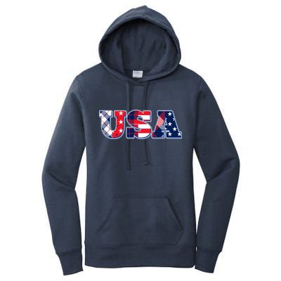 USA Patriotic Logo Star Stripes Patterns Women's Pullover Hoodie