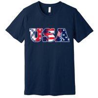 USA Patriotic Logo Star Stripes Patterns Premium T-Shirt