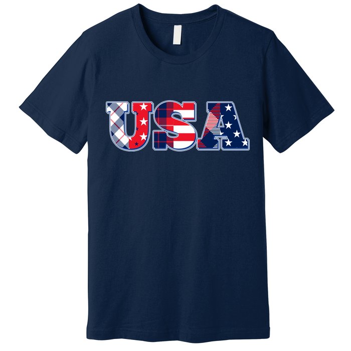 USA Patriotic Logo Star Stripes Patterns Premium T-Shirt