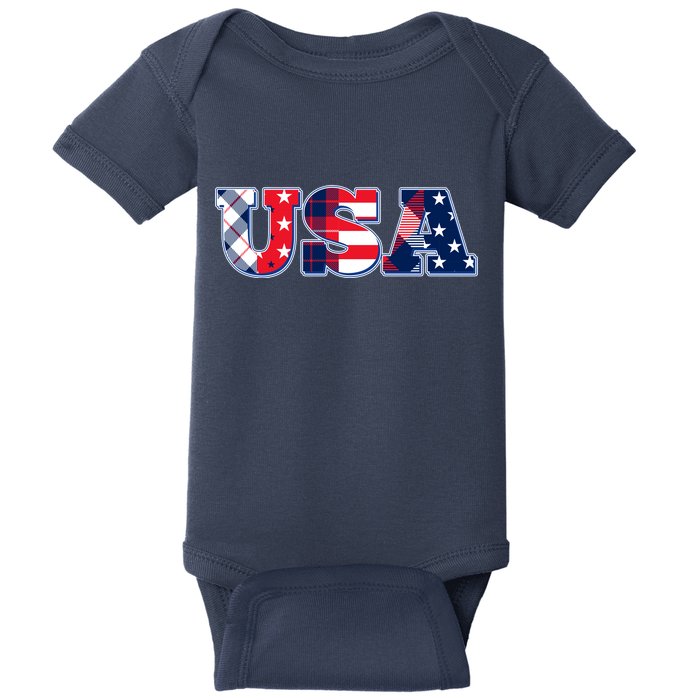 USA Patriotic Logo Star Stripes Patterns Baby Bodysuit