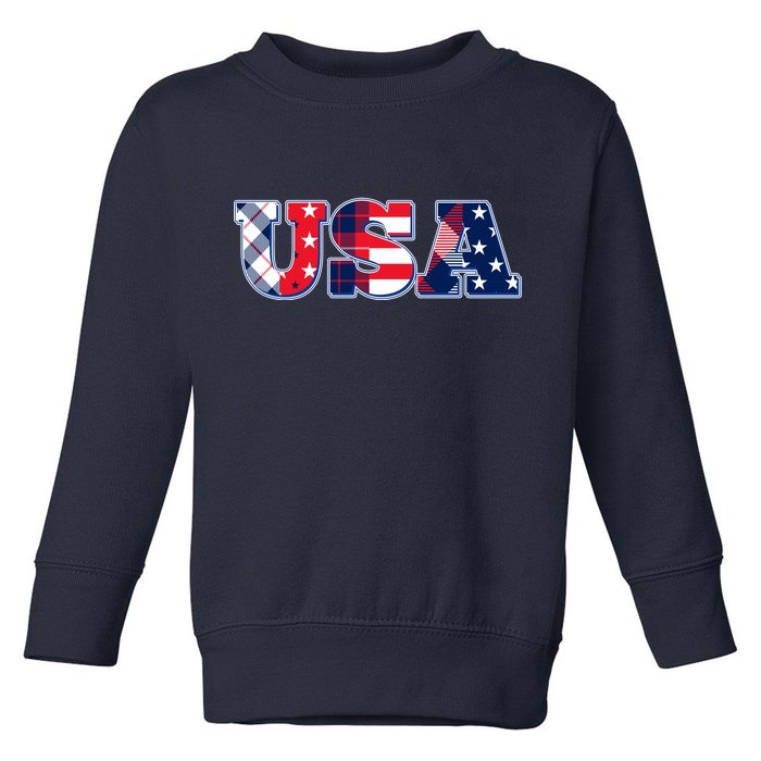 USA Patriotic Logo Star Stripes Patterns Toddler Sweatshirt