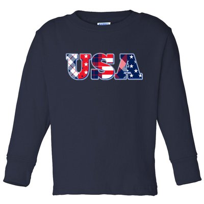 USA Patriotic Logo Star Stripes Patterns Toddler Long Sleeve Shirt