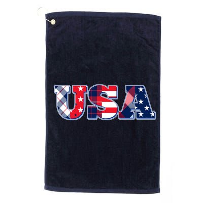 USA Patriotic Logo Star Stripes Patterns Platinum Collection Golf Towel