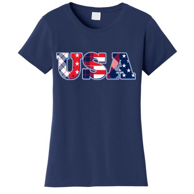 USA Patriotic Logo Star Stripes Patterns Women's T-Shirt