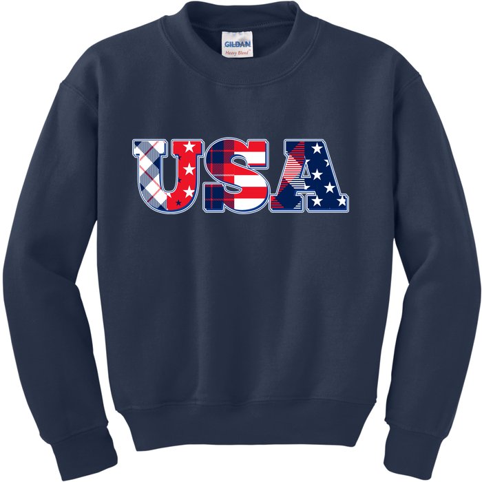 USA Patriotic Logo Star Stripes Patterns Kids Sweatshirt