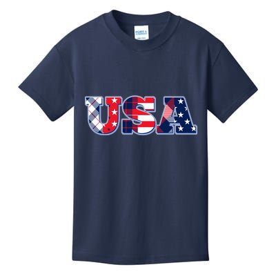 USA Patriotic Logo Star Stripes Patterns Kids T-Shirt