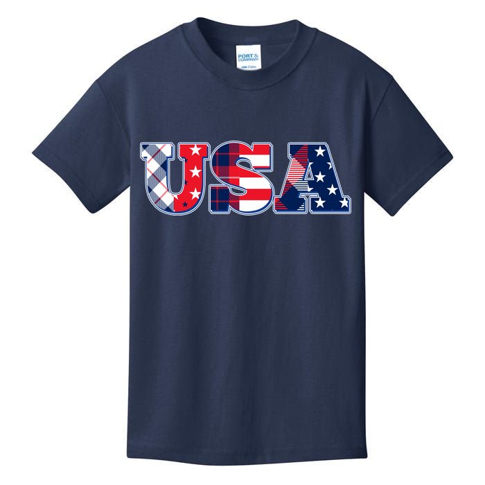 USA Patriotic Logo Star Stripes Patterns Kids T-Shirt