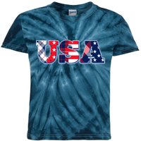 USA Patriotic Logo Star Stripes Patterns Kids Tie-Dye T-Shirt