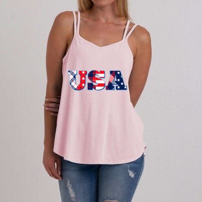 USA Patriotic Logo Star Stripes Patterns Women's Strappy Tank