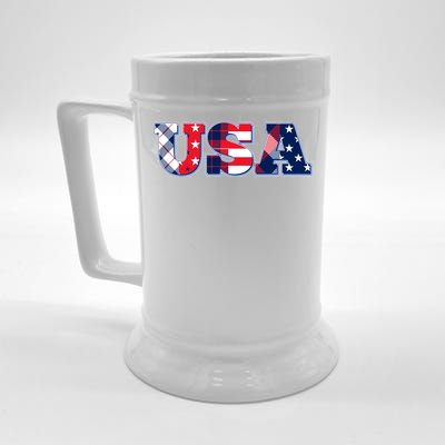 USA Patriotic Logo Star Stripes Patterns Beer Stein