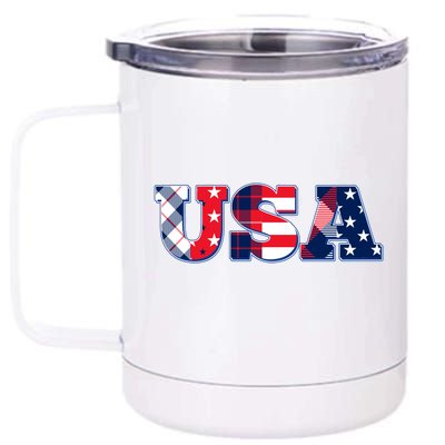 USA Patriotic Logo Star Stripes Patterns 12 oz Stainless Steel Tumbler Cup