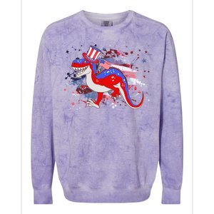 USA Patriotic Presidential Dinosaur Colorblast Crewneck Sweatshirt