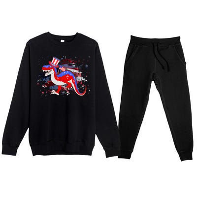 USA Patriotic Presidential Dinosaur Premium Crewneck Sweatsuit Set