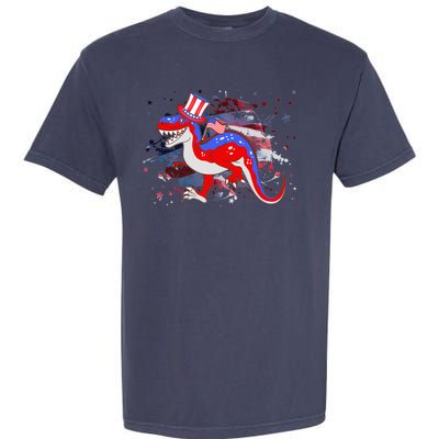 USA Patriotic Presidential Dinosaur Garment-Dyed Heavyweight T-Shirt