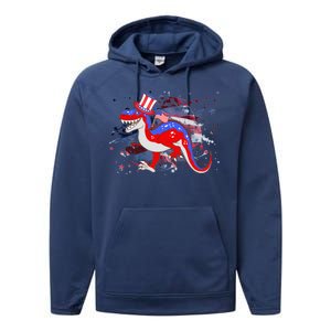 USA Patriotic Presidential Dinosaur Performance Fleece Hoodie