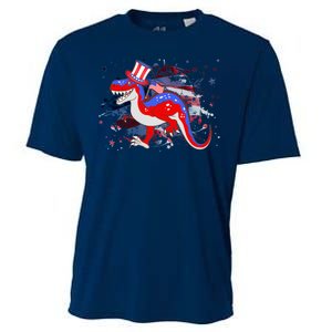 USA Patriotic Presidential Dinosaur Cooling Performance Crew T-Shirt