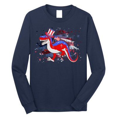 USA Patriotic Presidential Dinosaur Long Sleeve Shirt