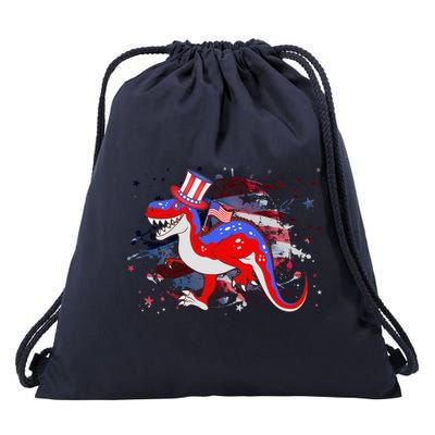 USA Patriotic Presidential Dinosaur Drawstring Bag