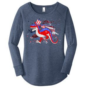 USA Patriotic Presidential Dinosaur Women's Perfect Tri Tunic Long Sleeve Shirt