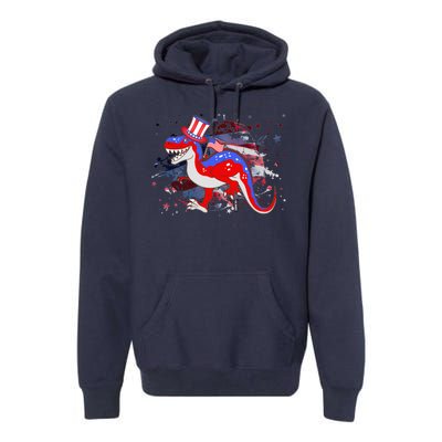 USA Patriotic Presidential Dinosaur Premium Hoodie