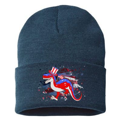 USA Patriotic Presidential Dinosaur Sustainable Knit Beanie