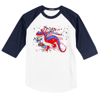 USA Patriotic Presidential Dinosaur Baseball Sleeve Shirt