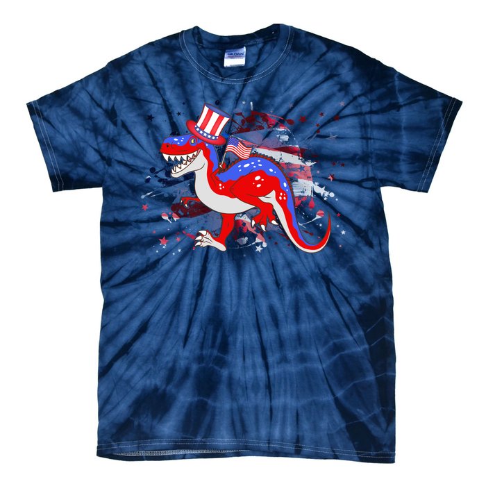 USA Patriotic Presidential Dinosaur Tie-Dye T-Shirt