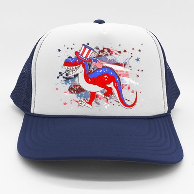 USA Patriotic Presidential Dinosaur Trucker Hat