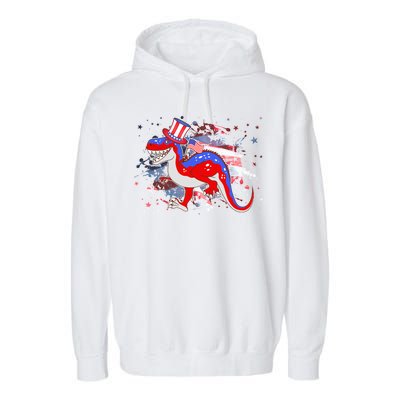 USA Patriotic Presidential Dinosaur Garment-Dyed Fleece Hoodie