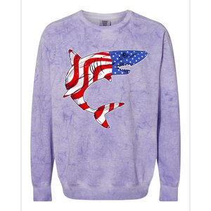 USA Patriotic Shark Colorblast Crewneck Sweatshirt