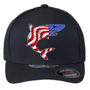 USA Patriotic Shark Flexfit Unipanel Trucker Cap